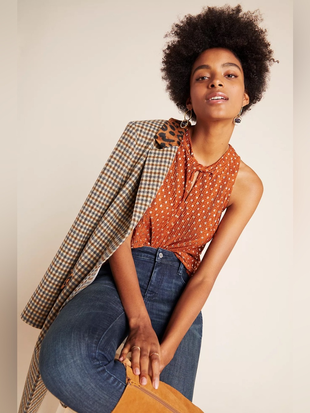 Anthropologie Lennox Halter Top. Size: MP. Color: Gold/Orange